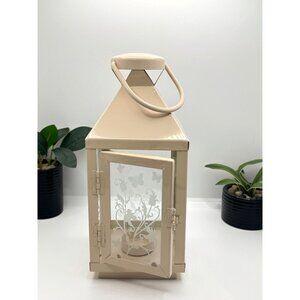 Ashland Metal Butterfly Song Lantern With Florals Glass Panels